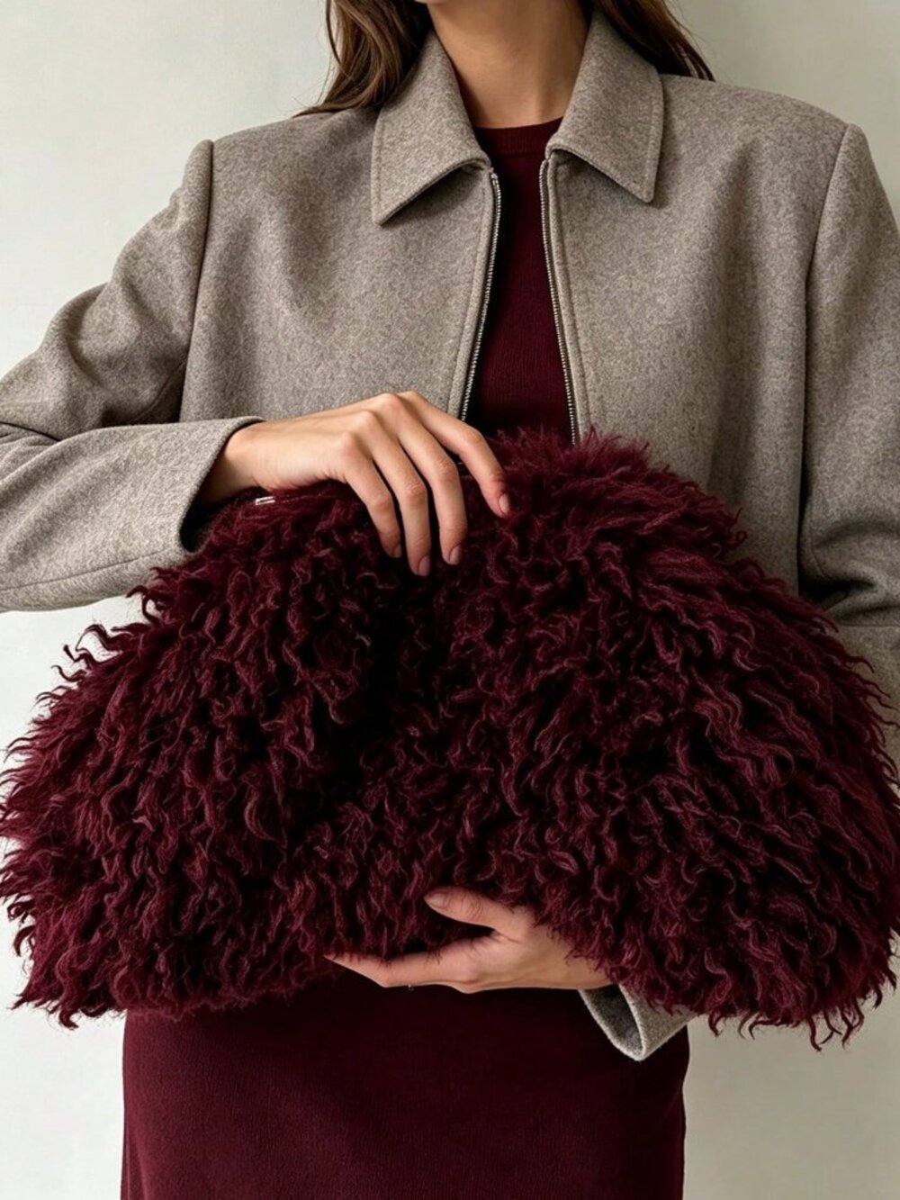 Burgundy Vacation Women's Lightweight Chain Strap Crochet Bag